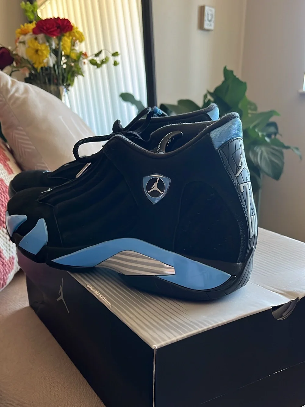 Jordan Air Jordan 14 Retro Black with Light Blue Accents